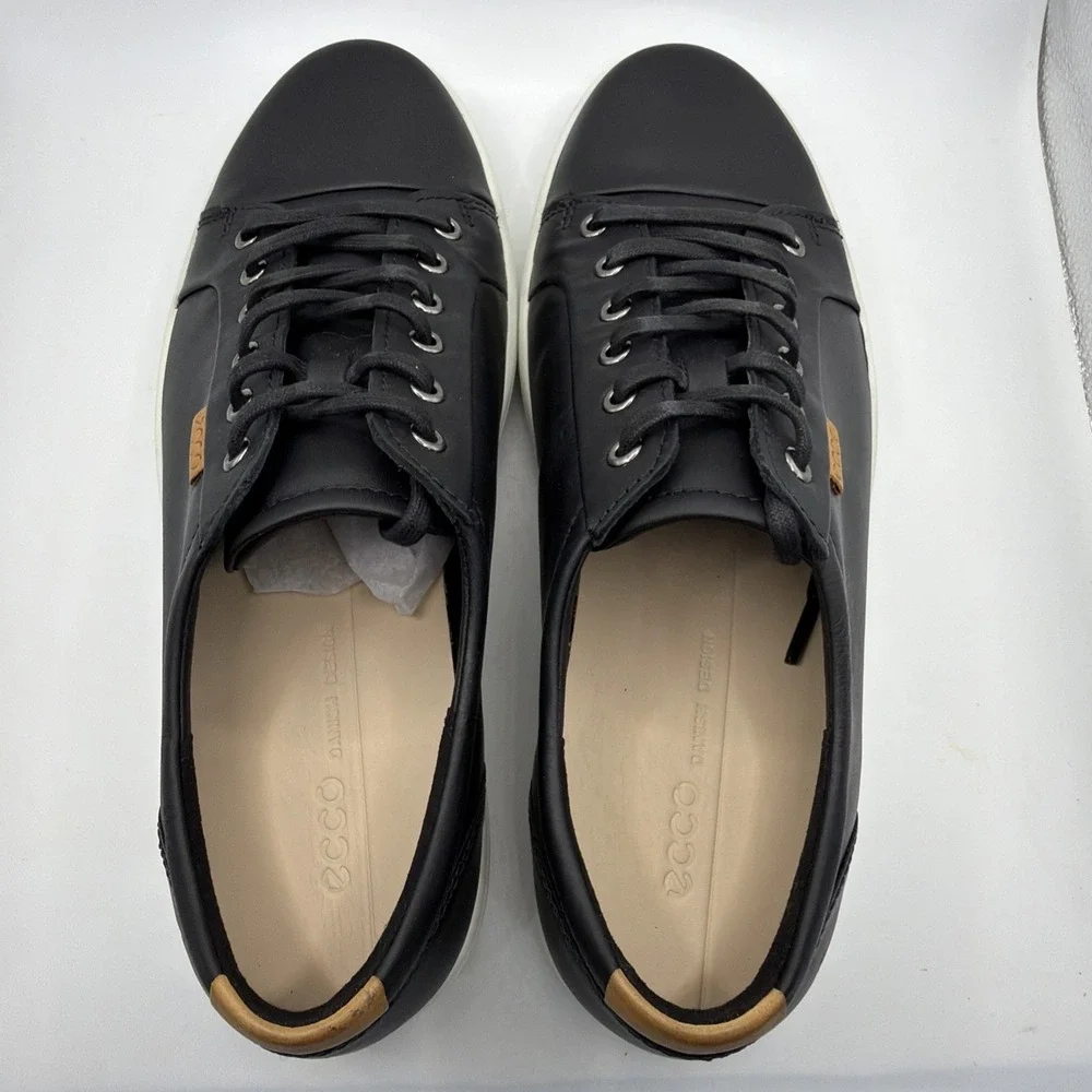 ECCO Soft 7 Men's Black Leather Shoes Low Top Shoes 430004 01001 EU44 US 10-10.5